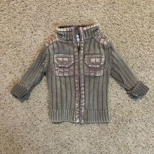 Brown Sweater Jacket with Zippered Front. Size 0-6 months.